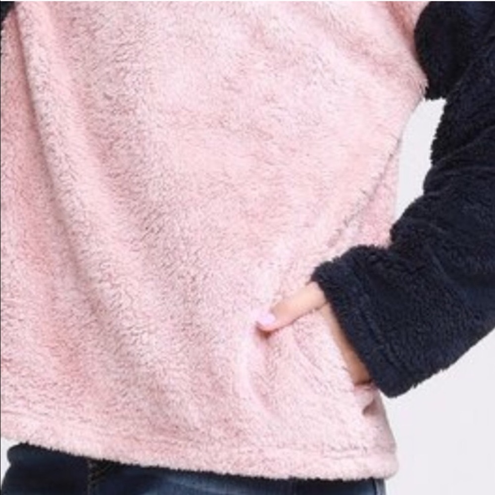 1 left❤️pink navy hooded sherpa sweatshirt - Picture 7 of 7